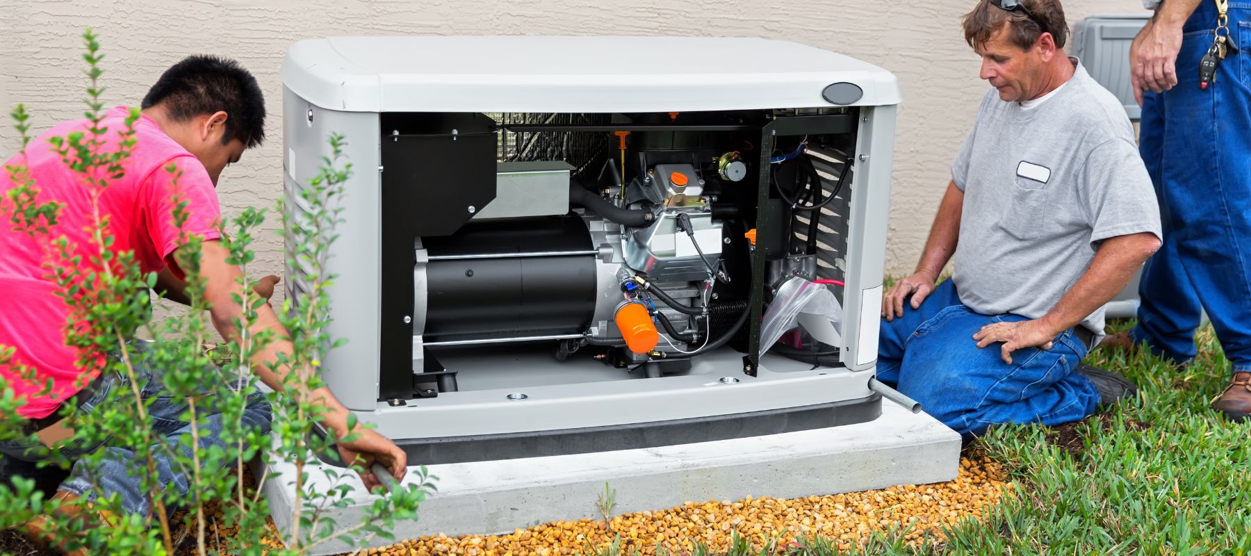 tech installing a whole home generator