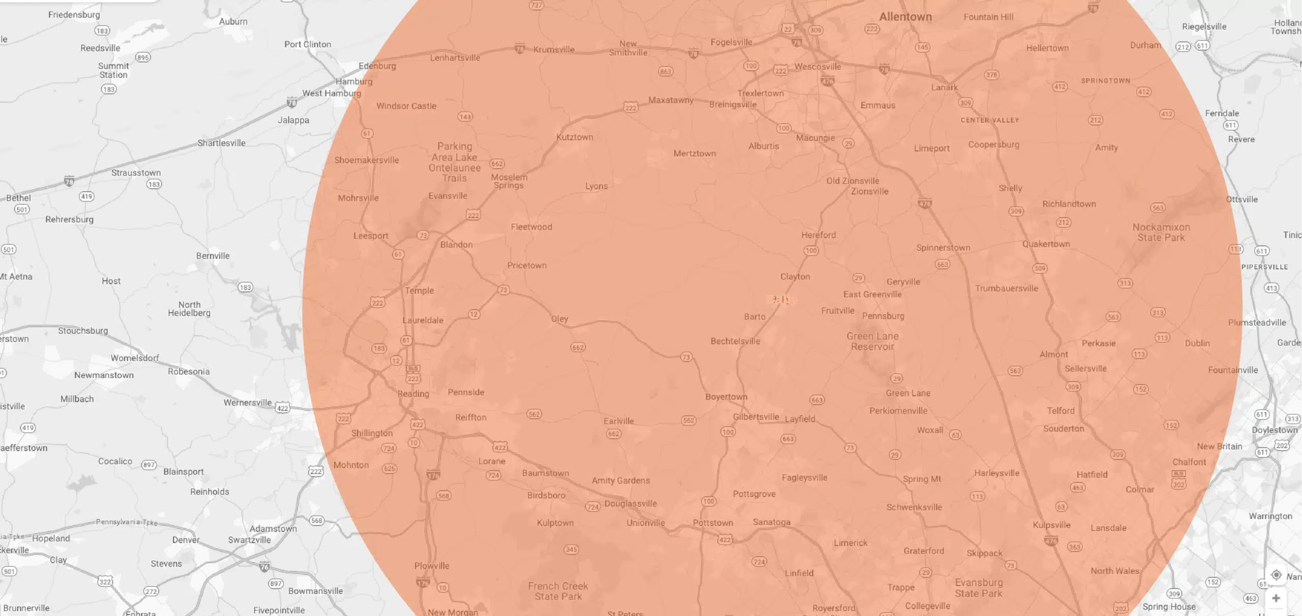 Longacre map radius of Pennsylvania